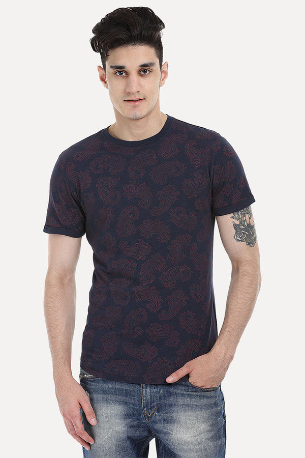 Floral Outline Short Sleeve Crew