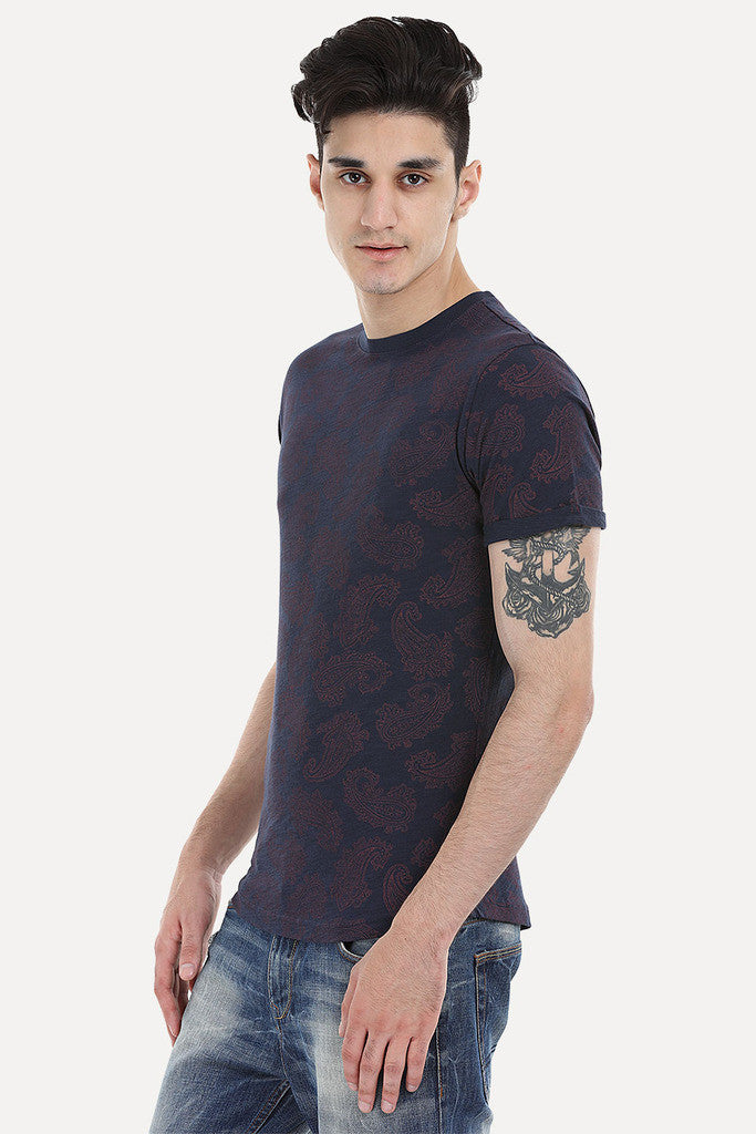 Floral Outline Short Sleeve Crew