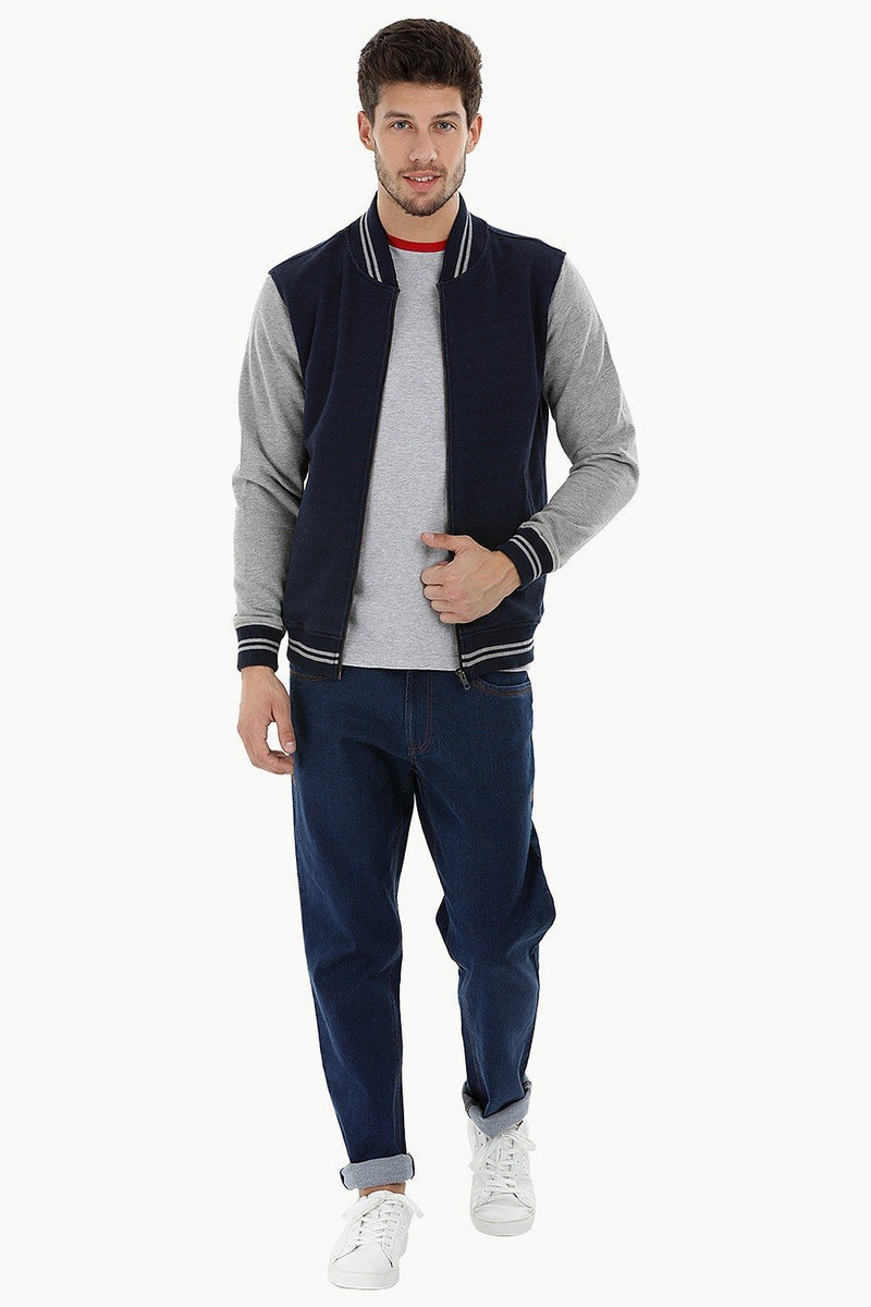 Full Zip Knit Varsity Jacket