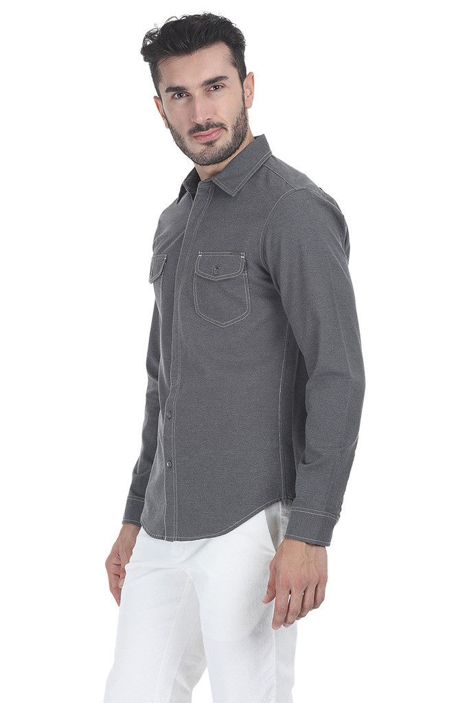 Grey Chambray Woven Shirt