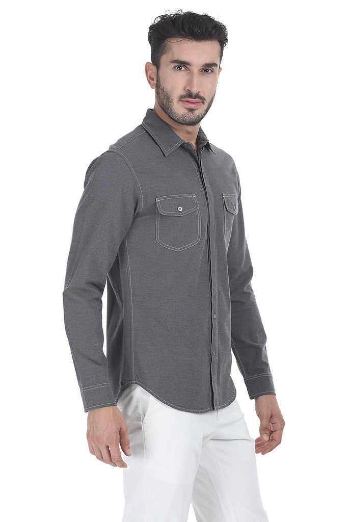 Grey Chambray Woven Shirt