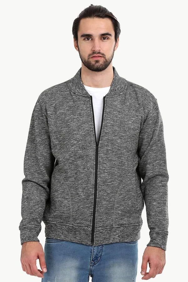 Heather Charcoal Zipper Fleece Jacket