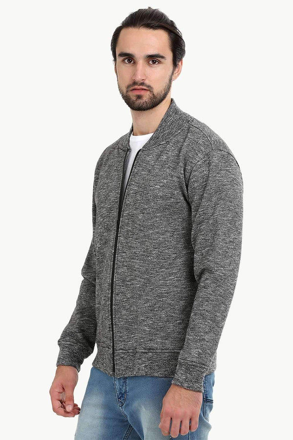 Heather Charcoal Zipper Fleece Jacket