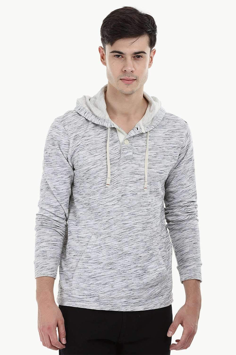 Heather Henley Hoodie Sweatshirt
