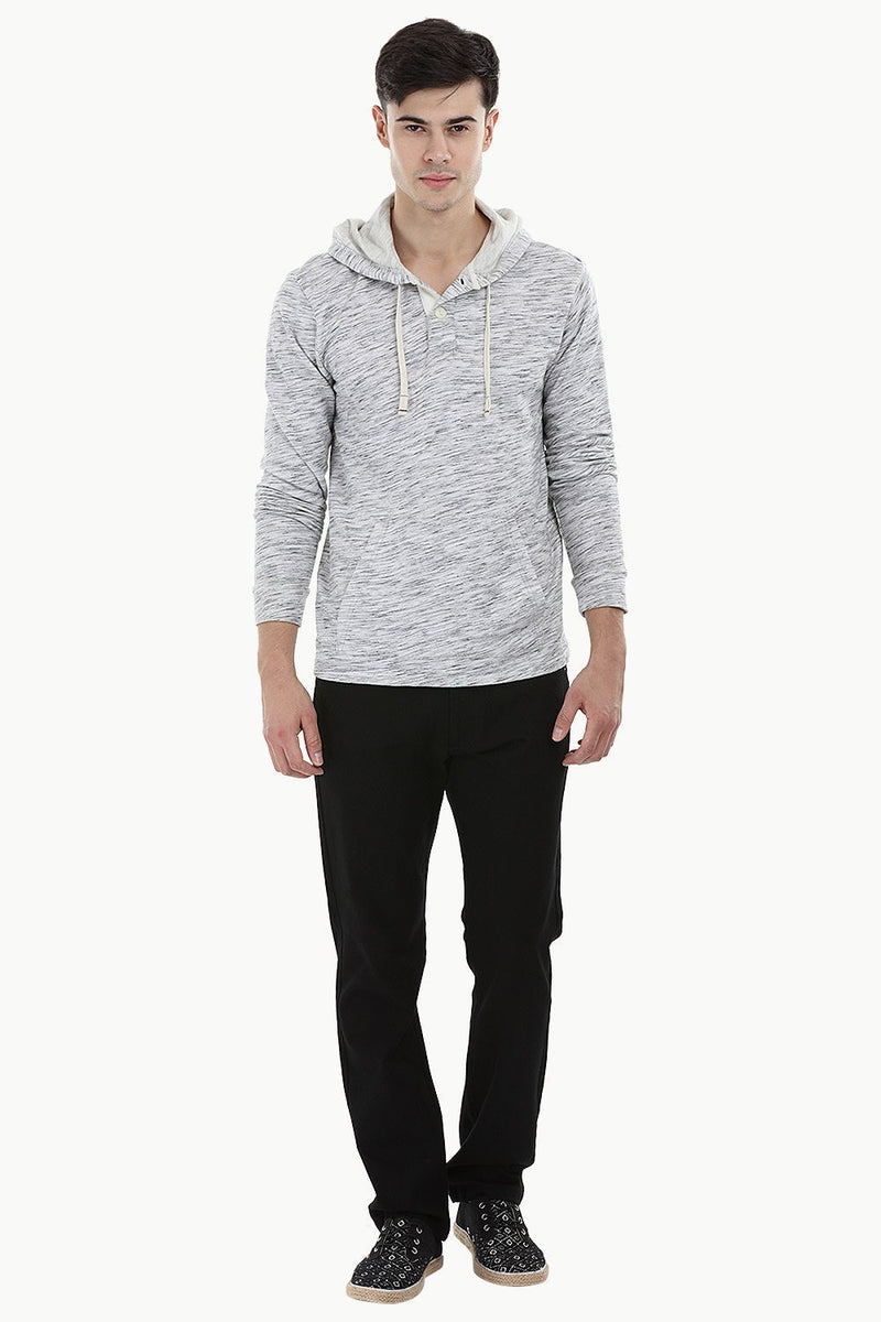 Heather Henley Hoodie Sweatshirt