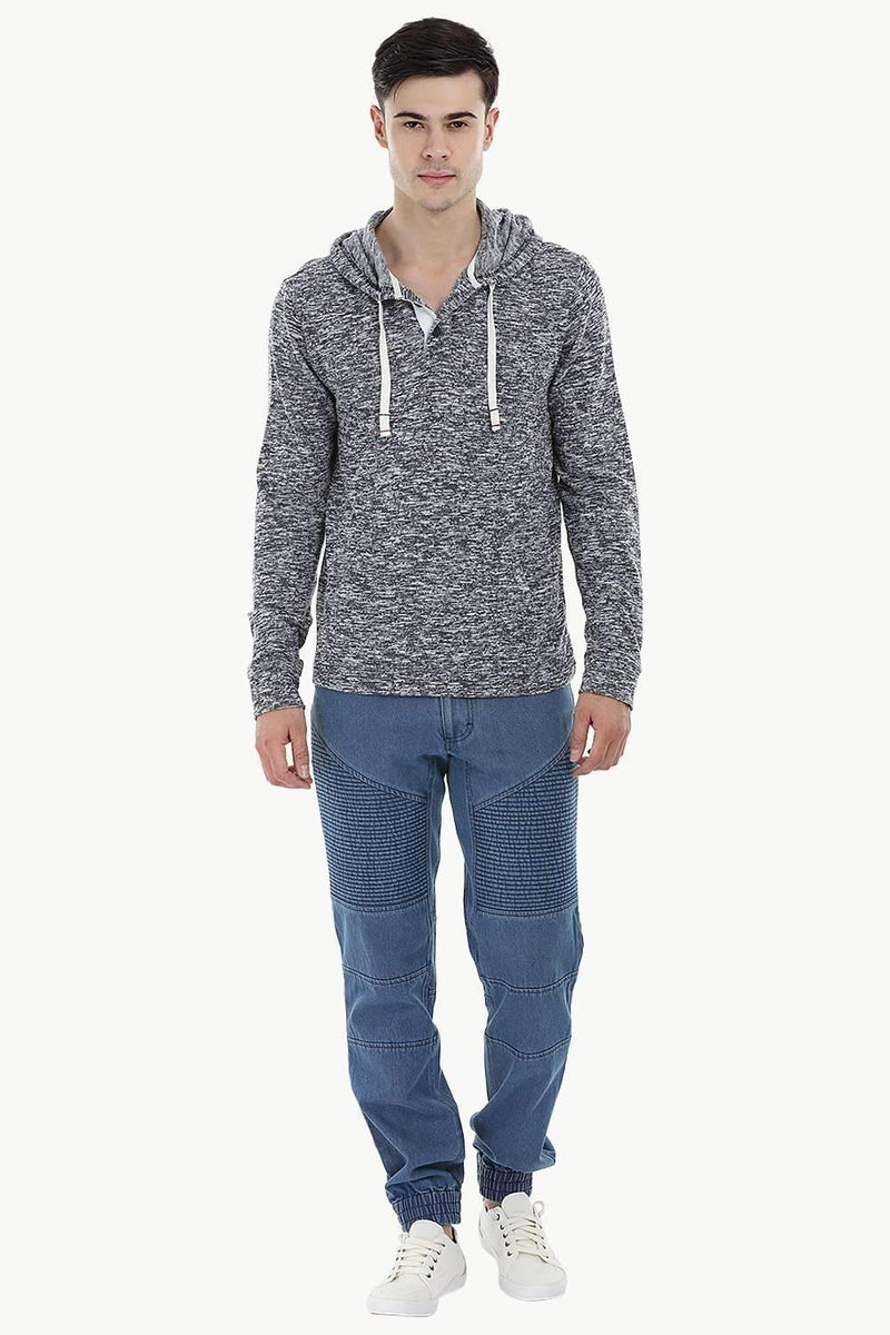 Heather Henley Hoodie Sweatshirt