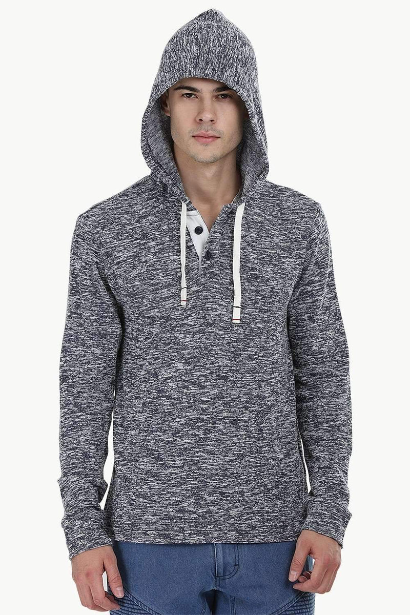 Heather Henley Hoodie Sweatshirt