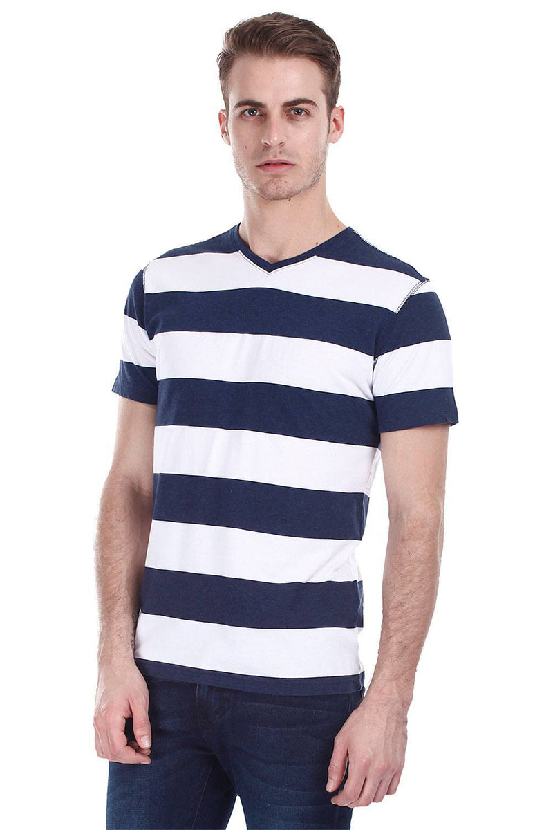 Navy White Yarn Dyed Stripe Tee