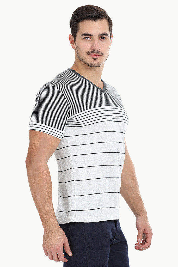 Heather Off-White Black Stripe Shirt