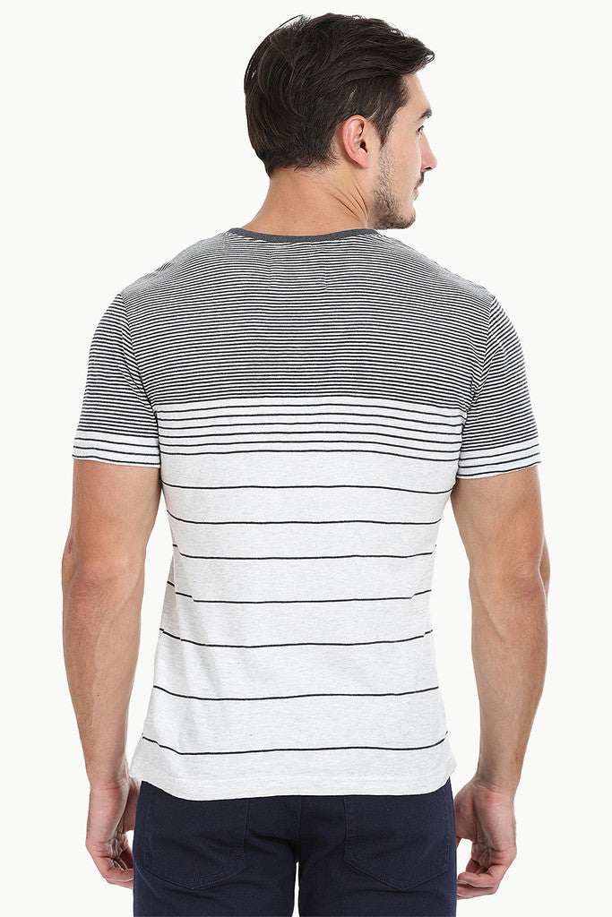 Heather Off-White Black Stripe Shirt