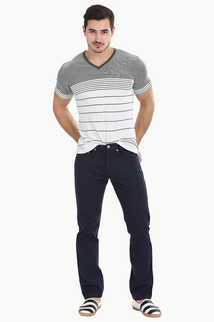 Heather Off-White Black Stripe Shirt