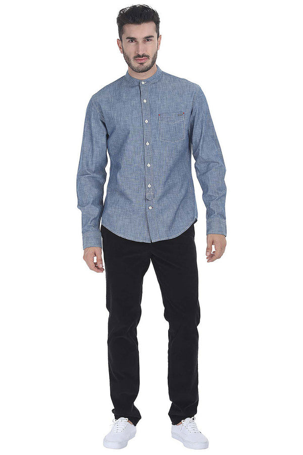 Florent Cotton Band Collar Shirt Blouse Long Sleeve 1 Light