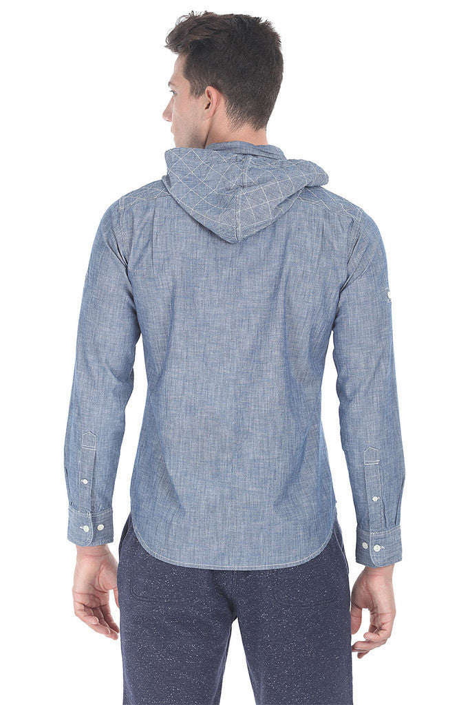 Indigo Detachable Hooded Shirt