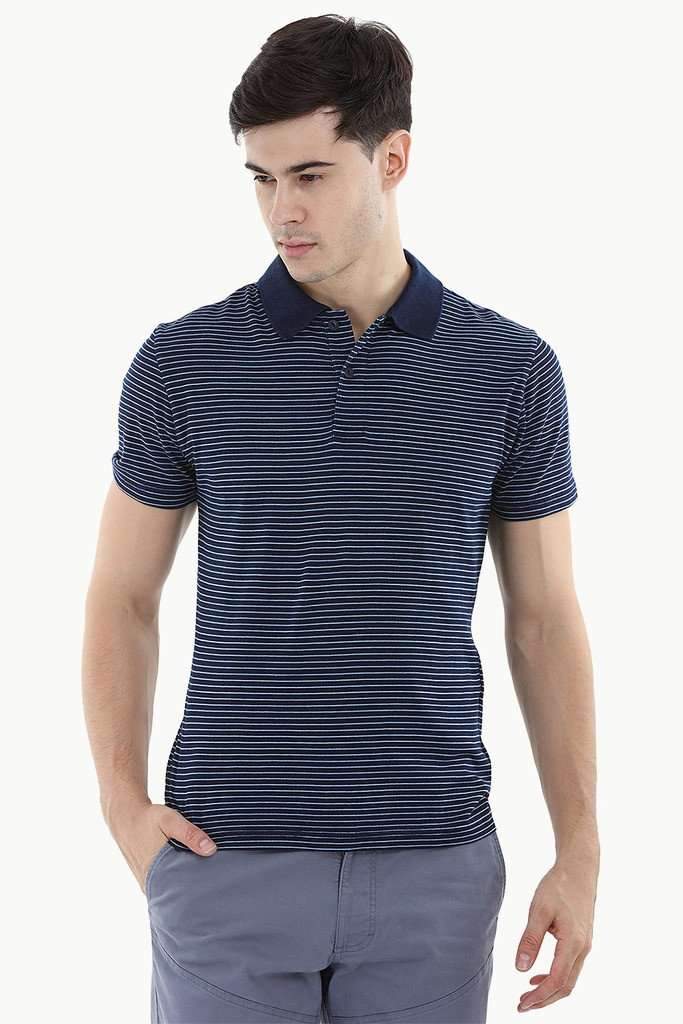 Indigo Nautical Striped Polo T-Shirt