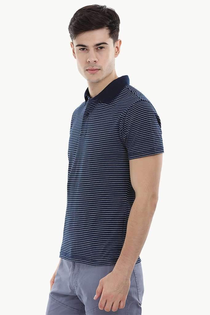 Indigo Nautical Striped Polo T-Shirt