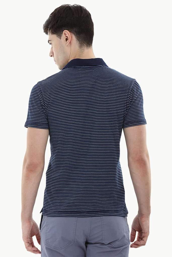 Indigo Nautical Striped Polo T-Shirt