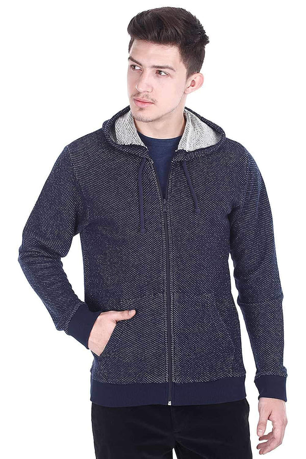 Jacquard Fleece Front Zip Hoodie