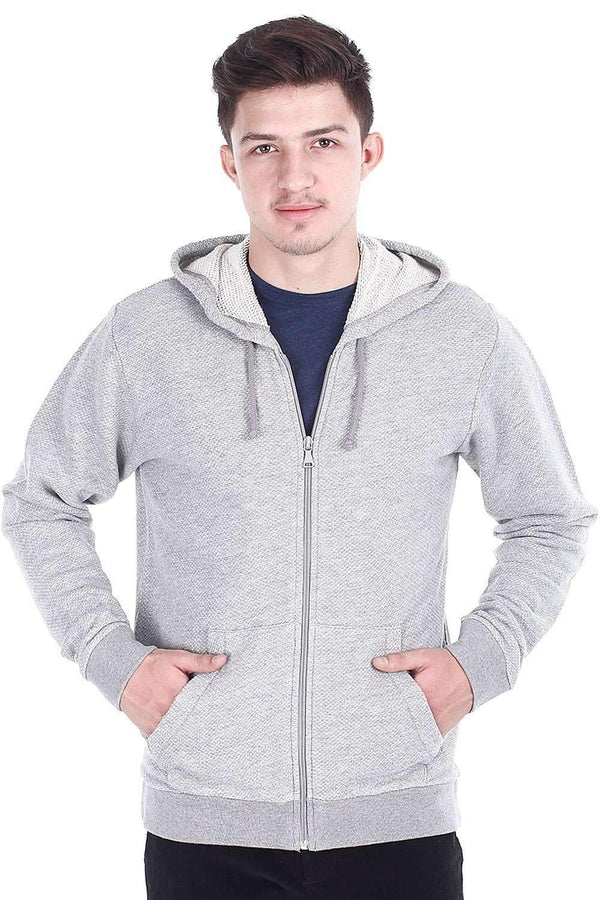 Front Zip Jacquard Knit Hoodie