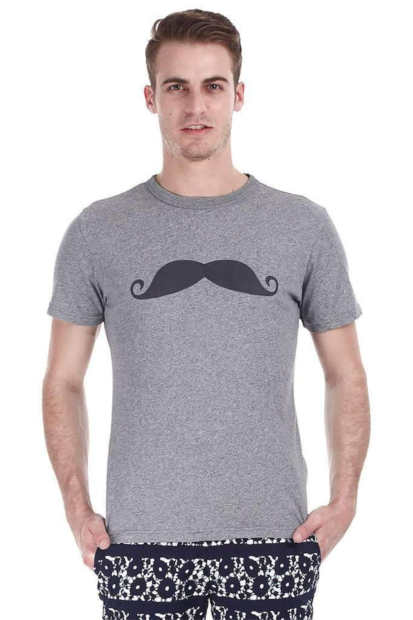 Jaspe Moustache Print Crew Neck Tee