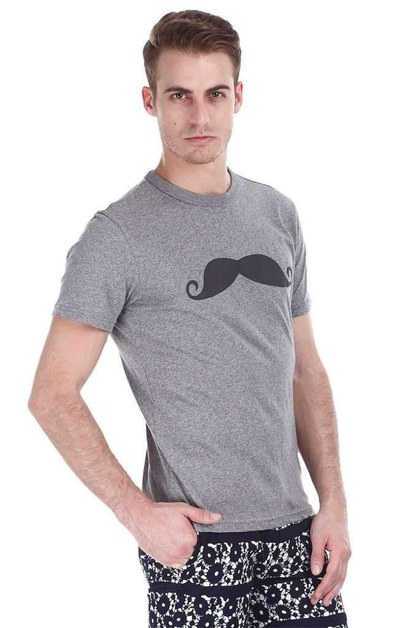 Jaspe Moustache Print Crew Neck Tee