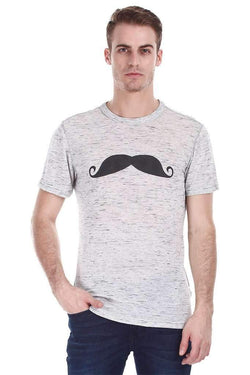 Jaspe Moustache Print Crew Neck Tee