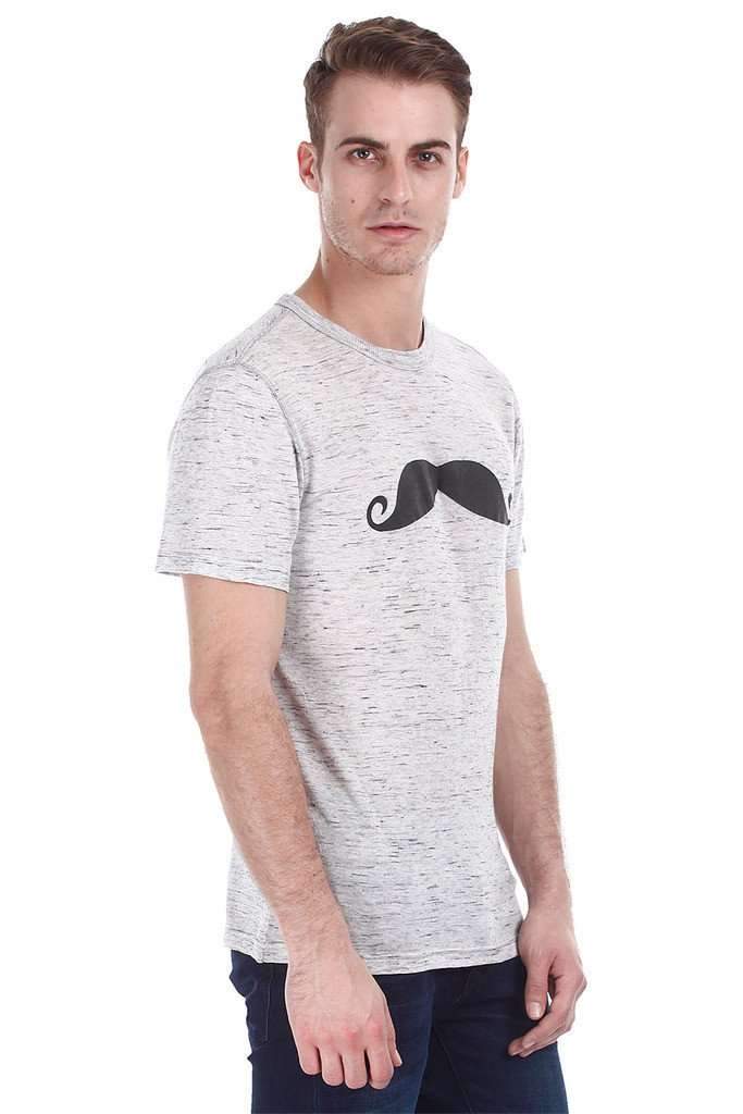 Jaspe Moustache Print Crew Neck Tee