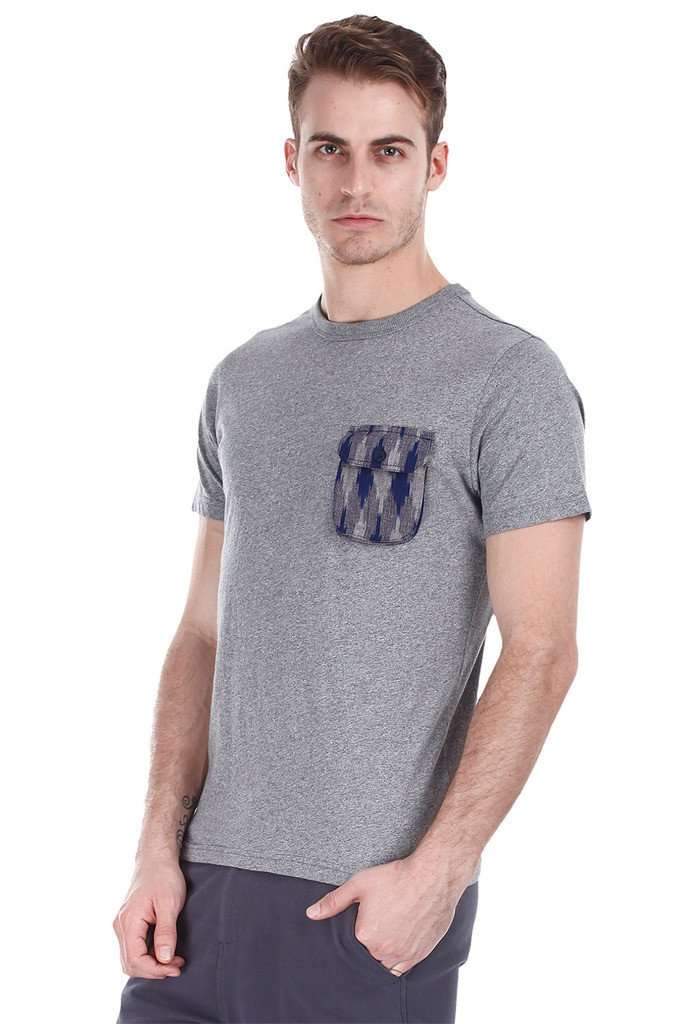 Jaspe Solid Tee With Contrast Ikat Pocket
