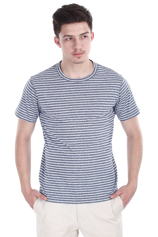 Jaspe Stripe Knit Round Neck Tee