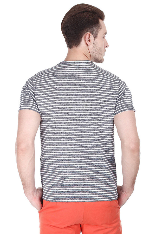 Jaspe Stripe Knit Round Neck Tee