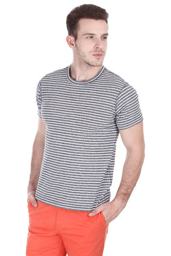 Jaspe Stripe Knit Round Neck Tee