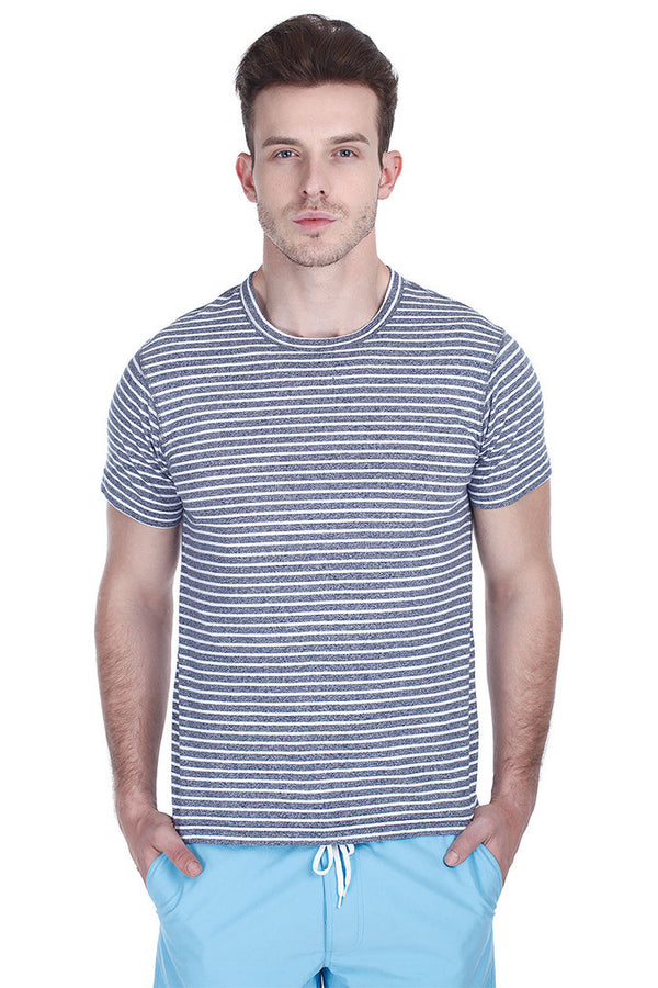 Jaspe Stripe Knit Round Neck Tee