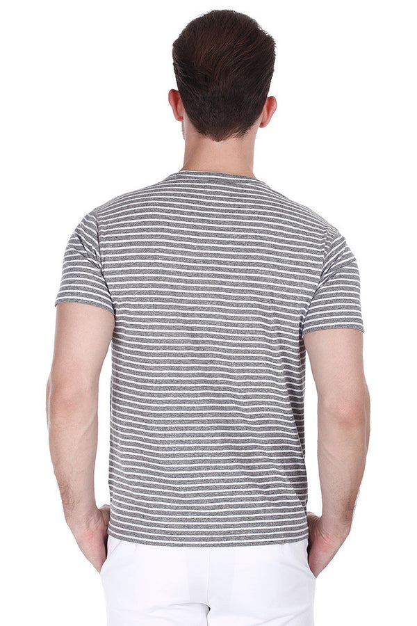 Jaspe Stripe Knit Round Neck Tee