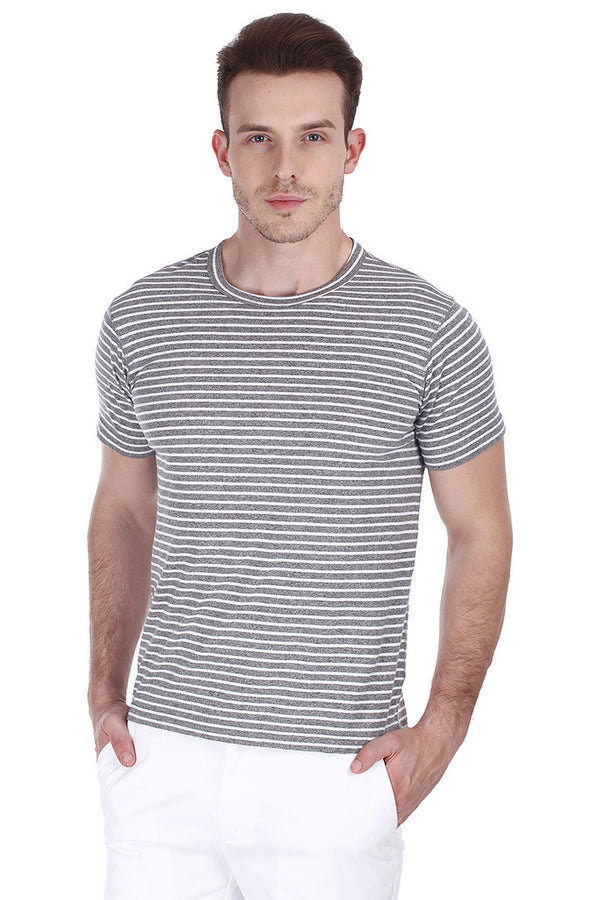 Jaspe Stripe Knit Round Neck Tee