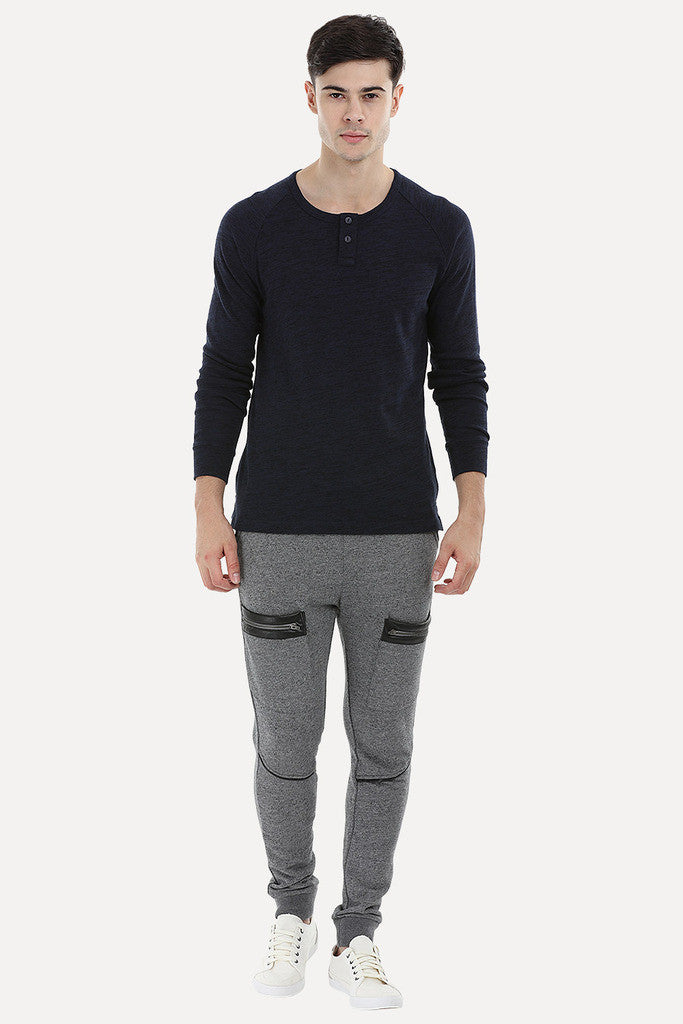 Knitted Henley Casual Sweatshirt