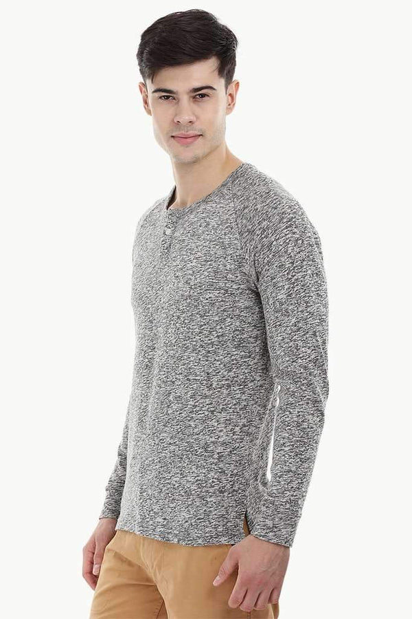 Knitted Henley Casual Sweatshirt