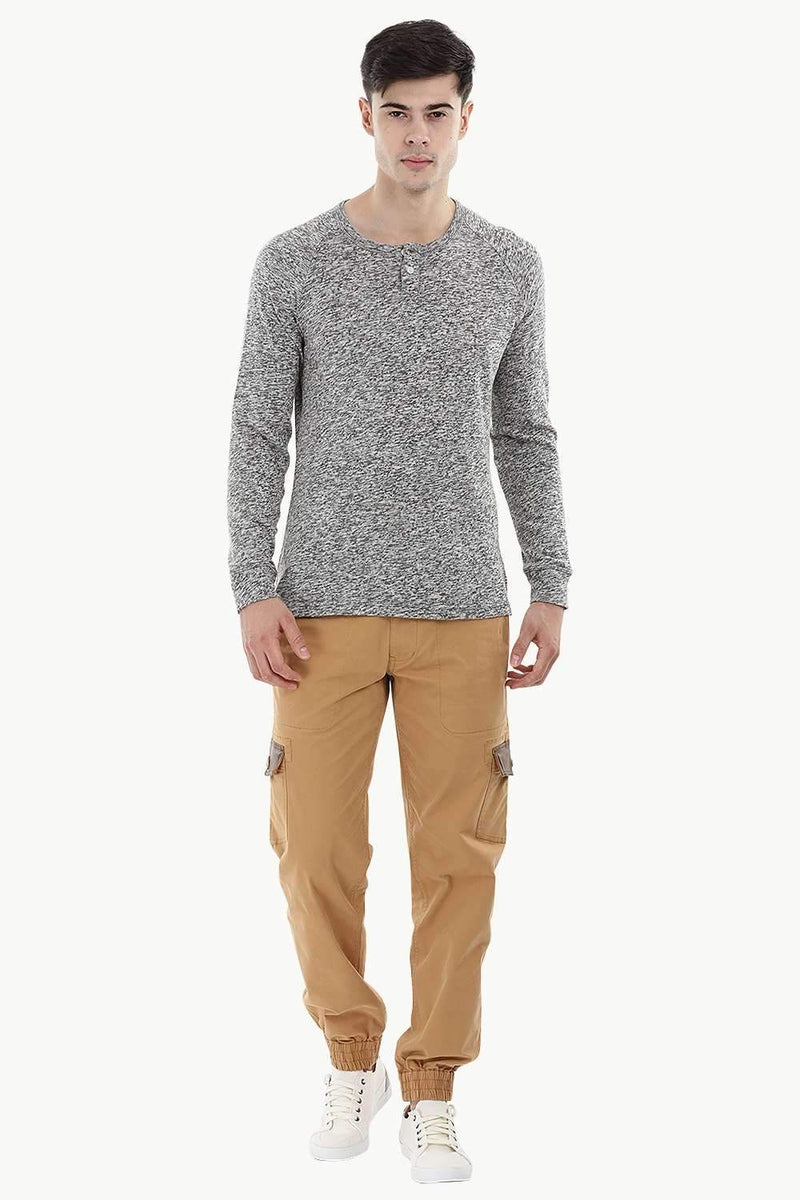 Knitted Henley Casual Sweatshirt