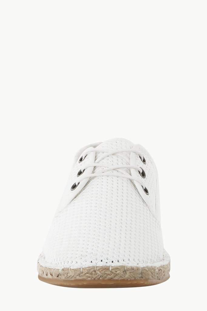 Lace Up White Mesh Espadrilles