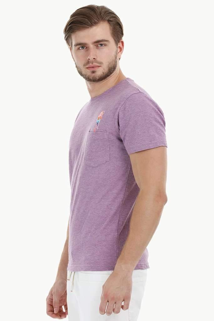 Lavender Parrot Embroidered T-Shirt