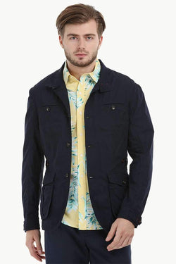 Lightweight Navy Buttoned Jacket