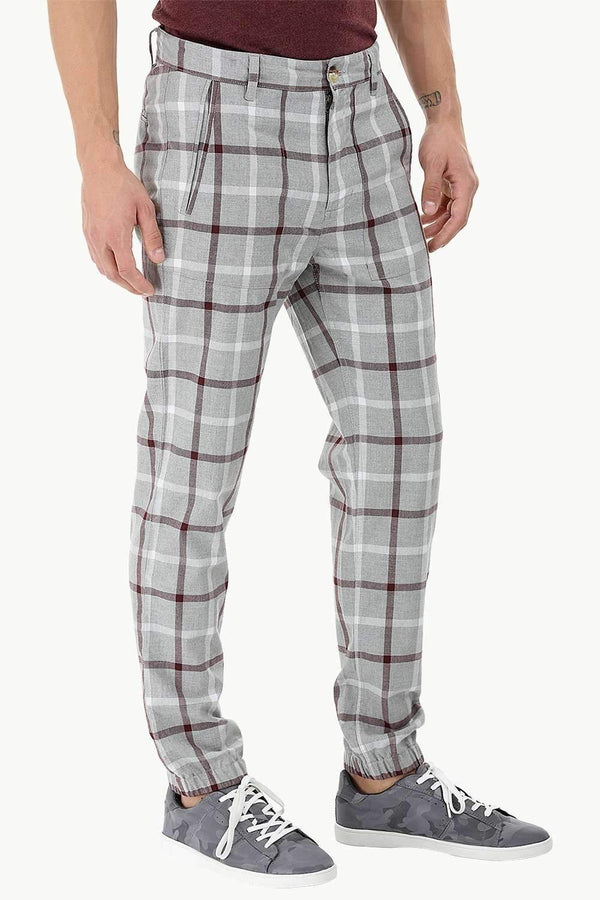 Lightweight Plaid Cuff Jogger Pants