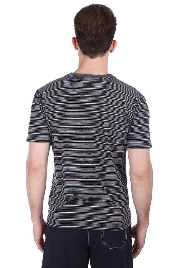 Long Sleeve Striped Melange Tee