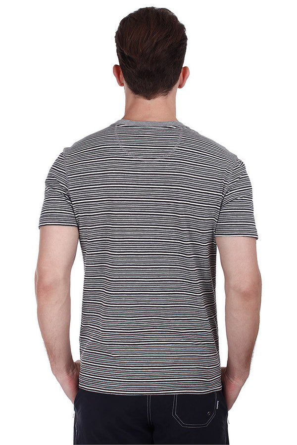 Long Sleeve Striped Melange Tee