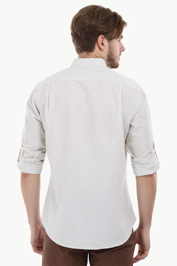 Mandarin Collar Chambray Shirt