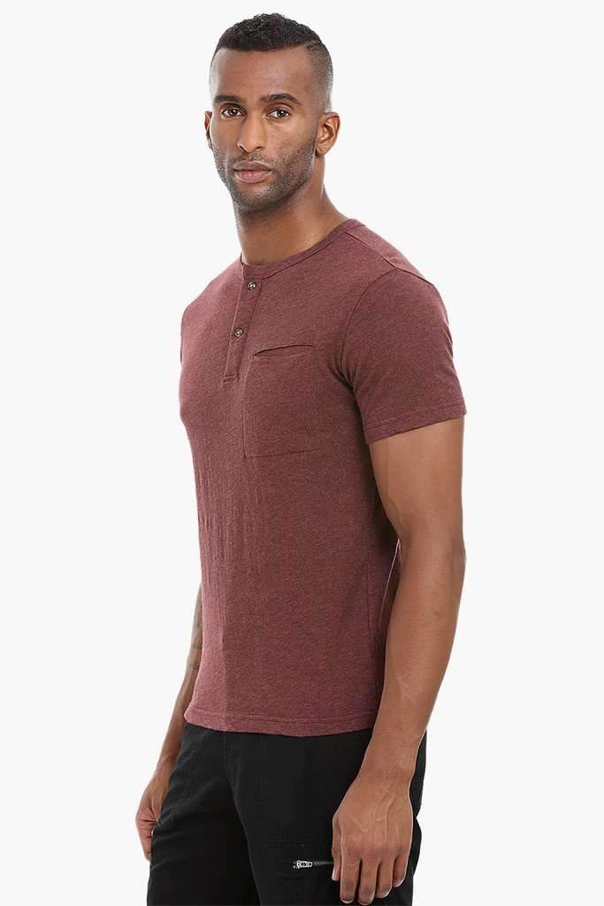 Short Sleeve Henley Cotton T-Shirt