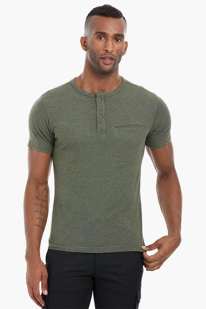 Short Sleeve Henley Cotton T-Shirt