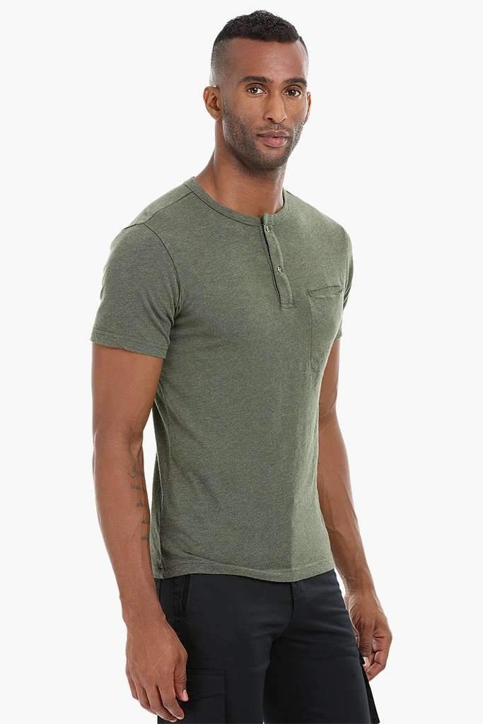 Short Sleeve Henley Cotton T-Shirt