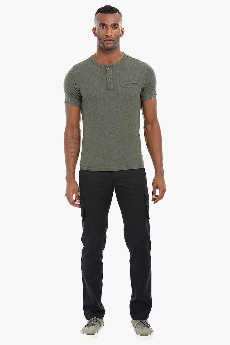 Short Sleeve Henley Cotton T-Shirt