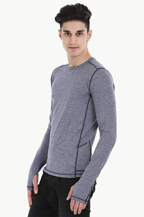 Melange Performance Wear Stretch Tee With Thumb Hole