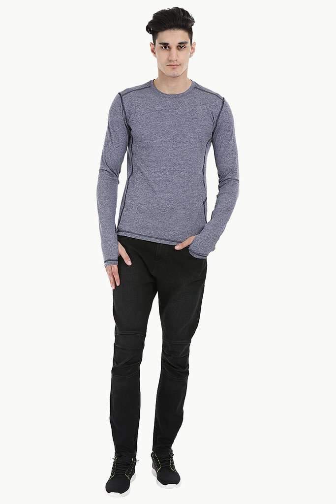 Melange Performance Wear Stretch Tee With Thumb Hole
