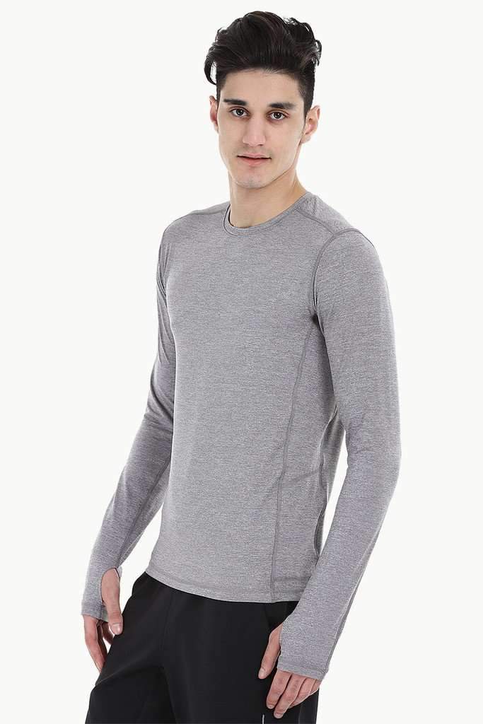 Melange Performance Wear Stretch Tee With Thumb Hole